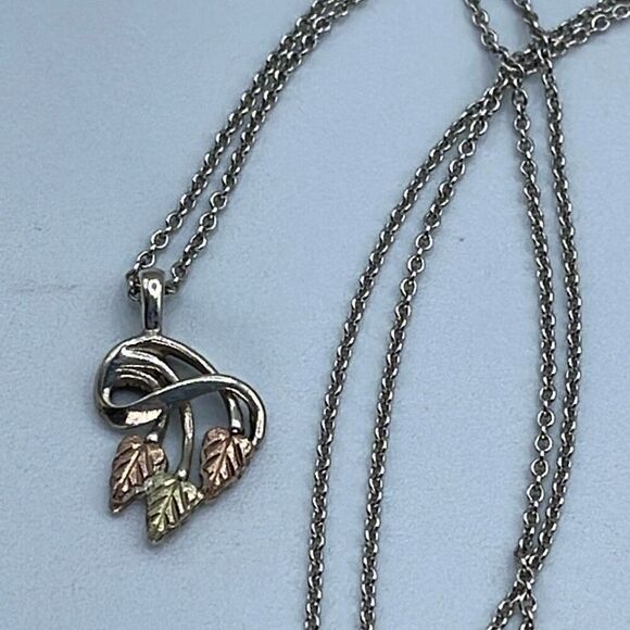 10K Dakota gold and sterling silver pendant and silver chain - Picture 1 of 10